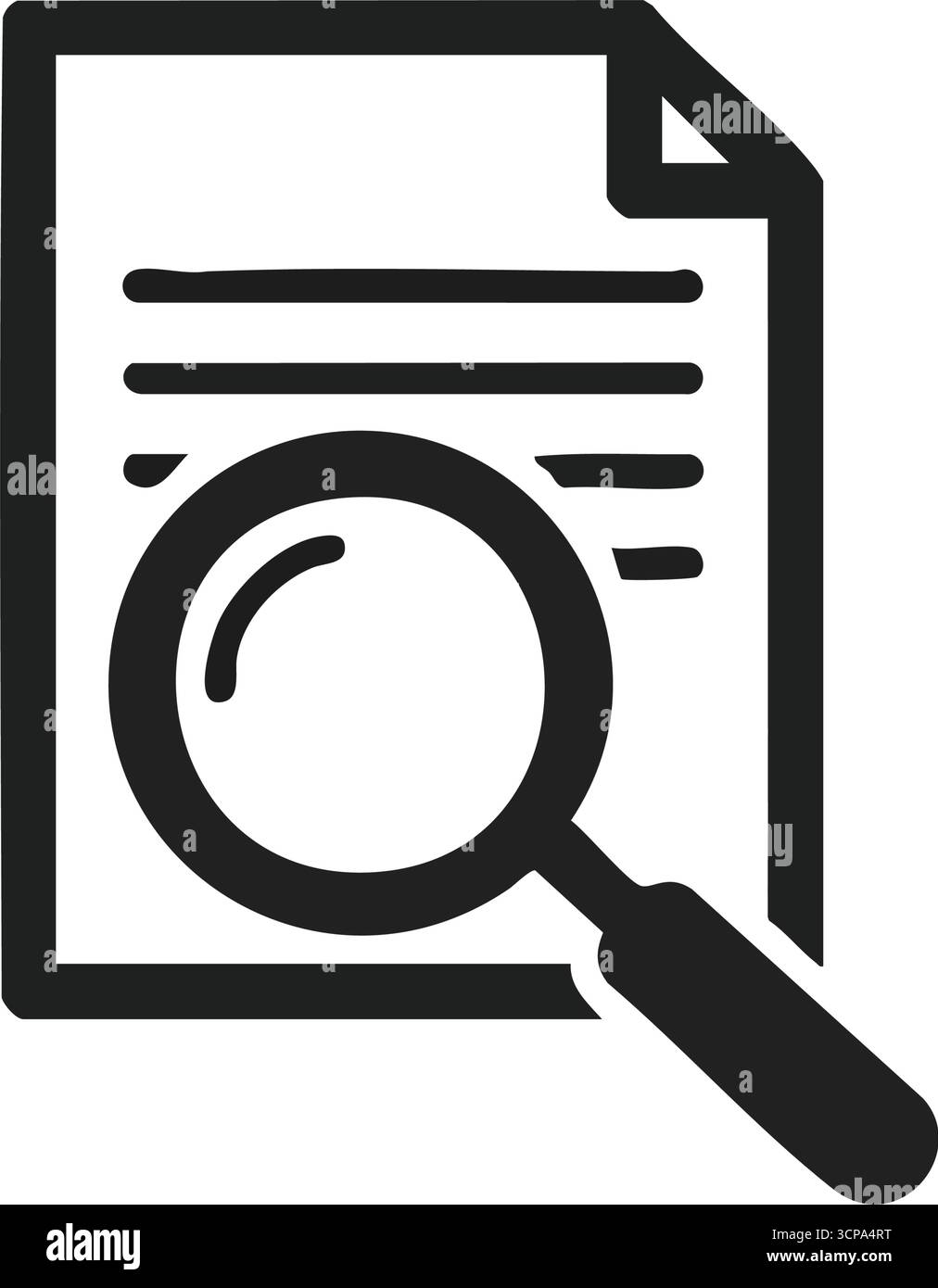 Lupensymbol Für Dokumentsuche. Grafik, die eine gründliche Datenuntersuchung und den Informationsabruf darstellt und eine detaillierte Untersuchung von darstellt Stock Vektor