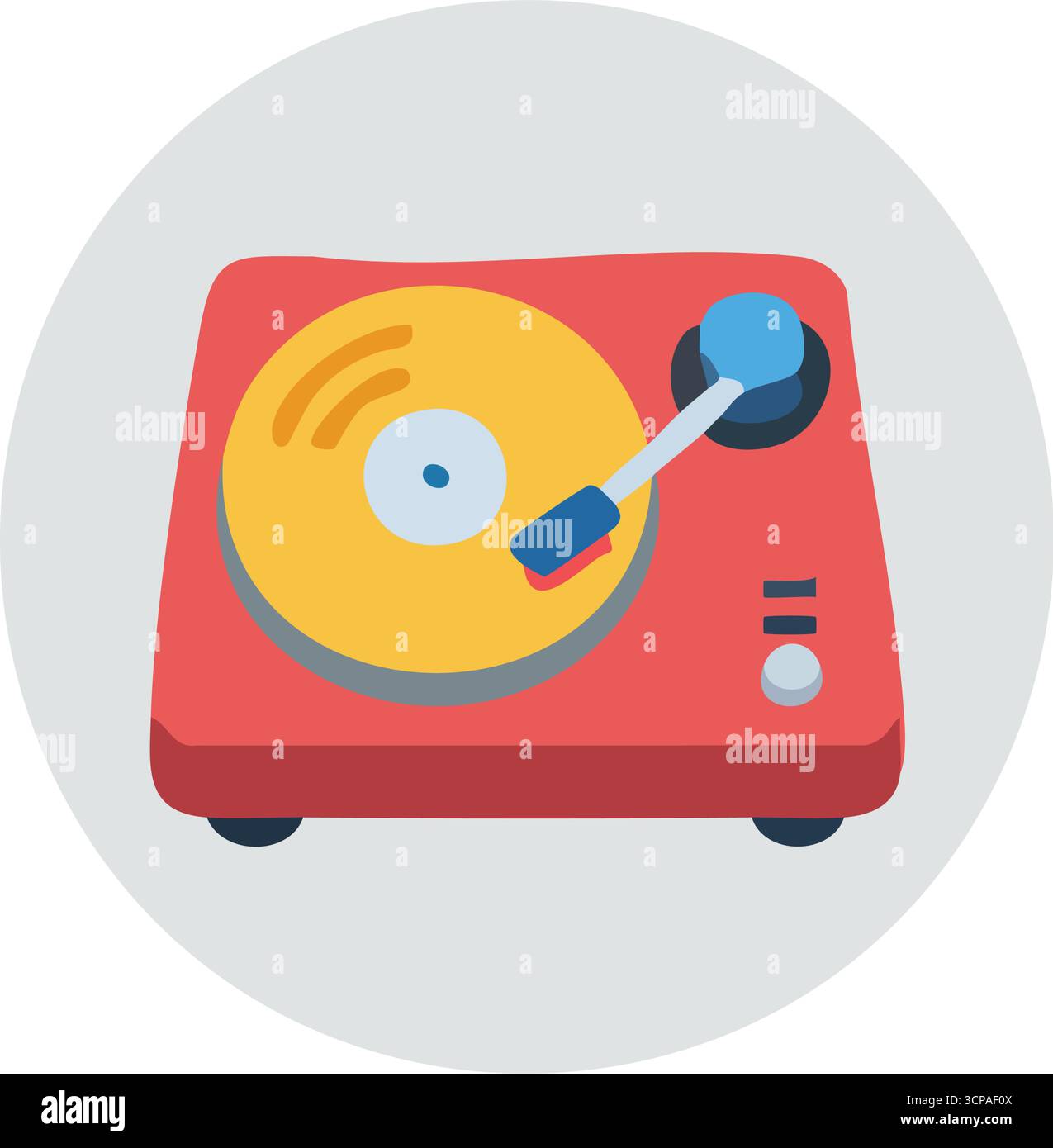 Klassisches Vinyl-Player-Audiogerät. Lebendige Illustration eines traditionellen Musikdecks. Erleben Sie die reizvolle Ästhetik von zeitlosem Sound und der Dynamik Stock Vektor