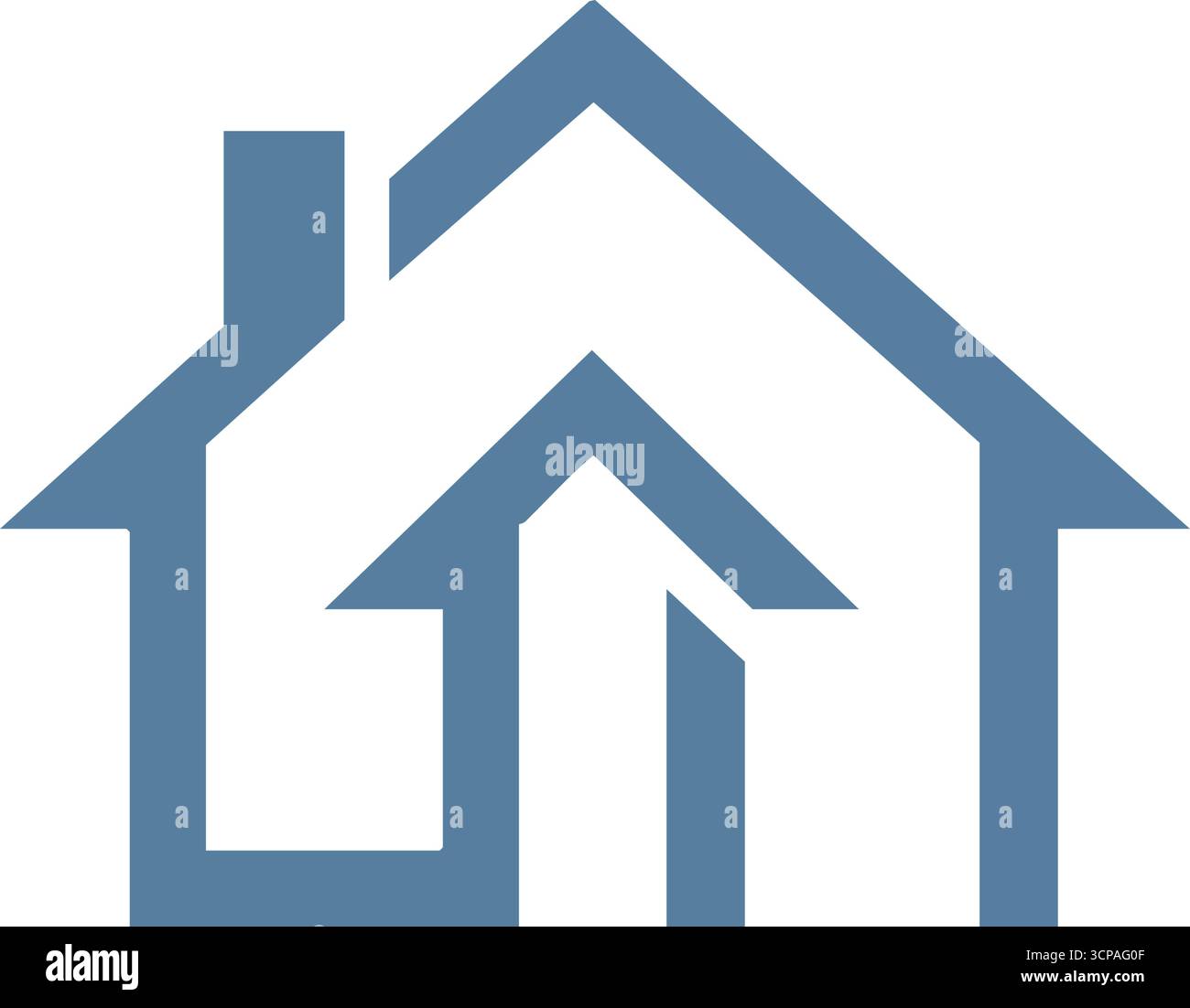 Grundpfeil Immobilienwachstum. Moderne Grafik, die den Fortschritt des Eigentums und den Wohlstand im Inland repräsentiert. Dieses Emblem steht für die Verbesserung der Wohnsicherheit Stock Vektor