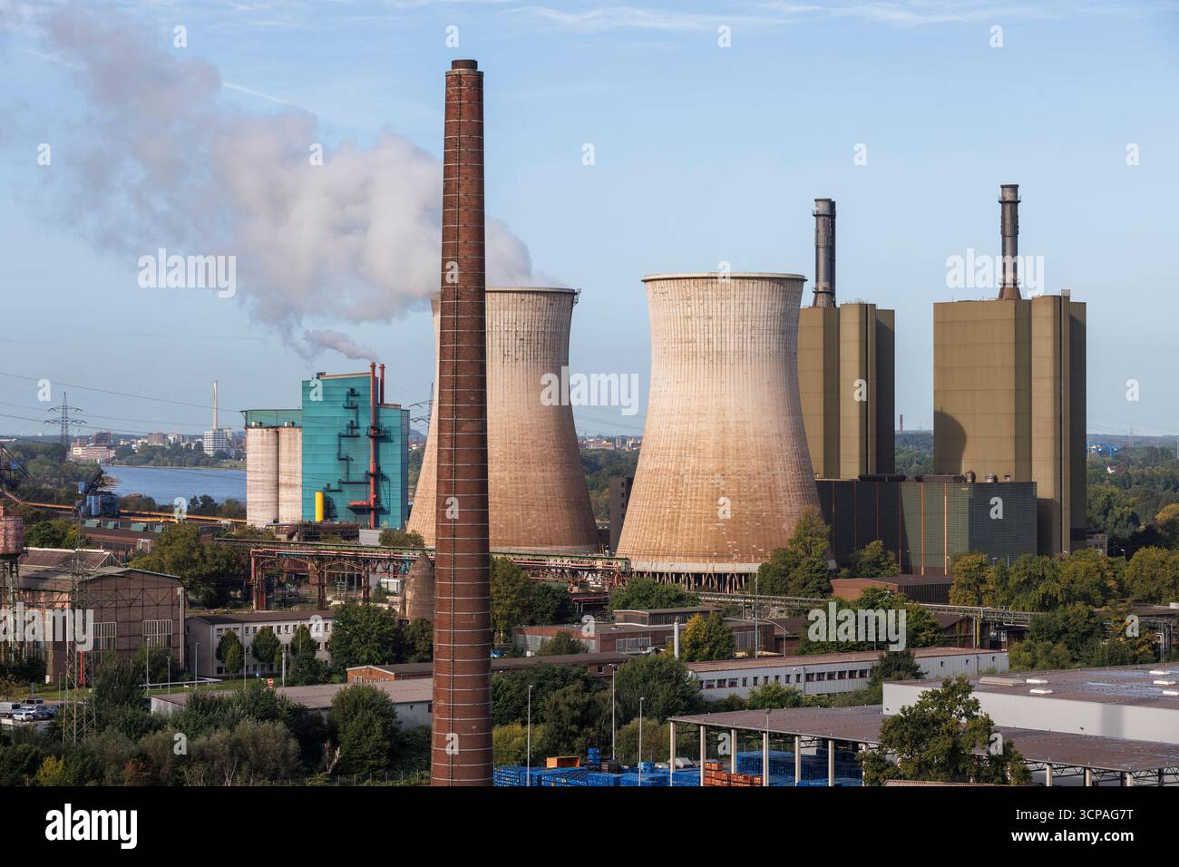 Das Gaskraftwerk Duisburg-Huckingen, Ruhrgebiet, Nordrhein-Westfalen, Deutschland. das Gaskraftwerk Duisburg-Huckingen, Ruhrgebiet, Nordrhein Stockfoto