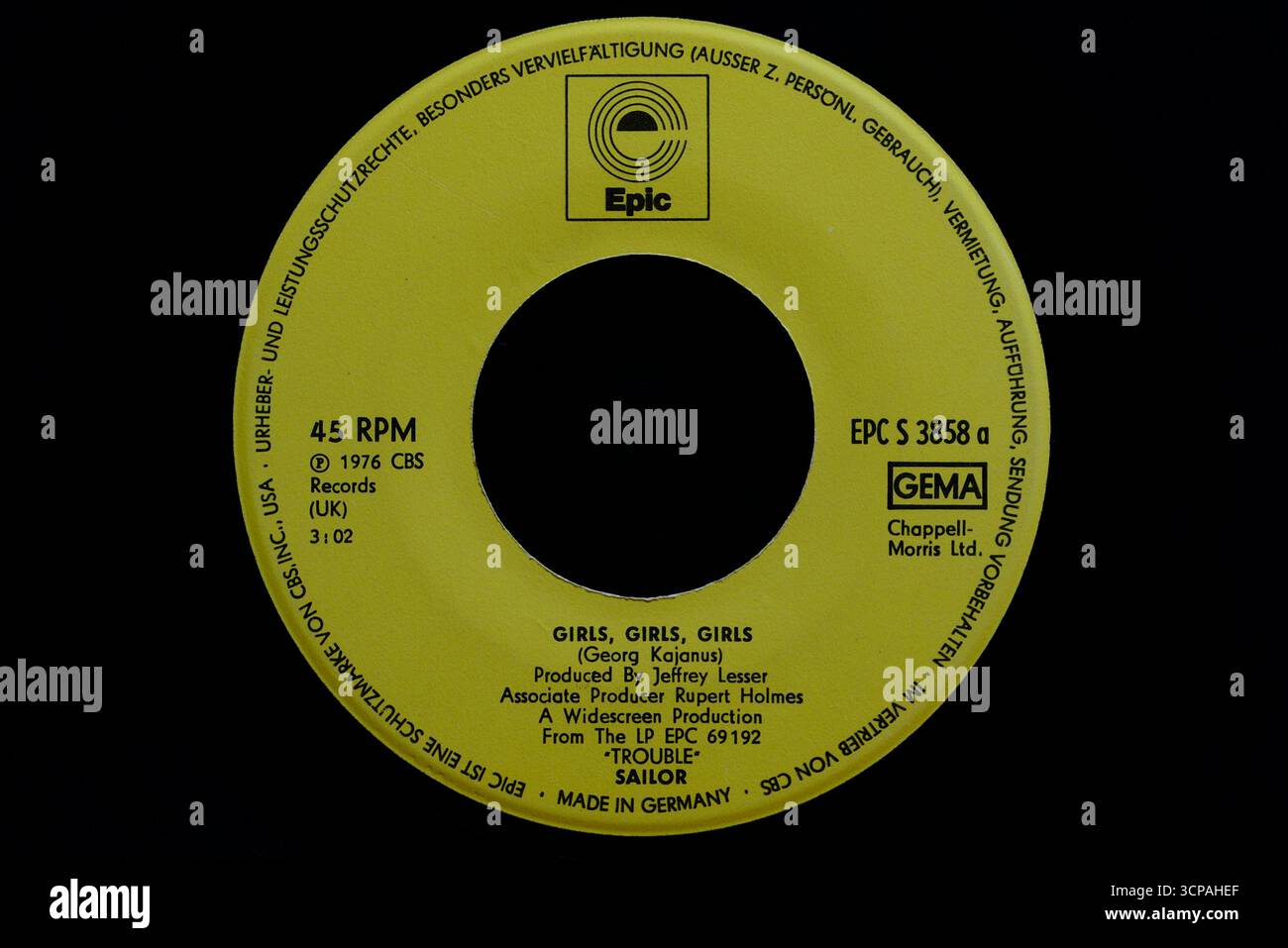 Vinyl Singles 7″, Sailor, Girls, Girls, Girls, Girls, Epic Records, 1976 Stockfoto