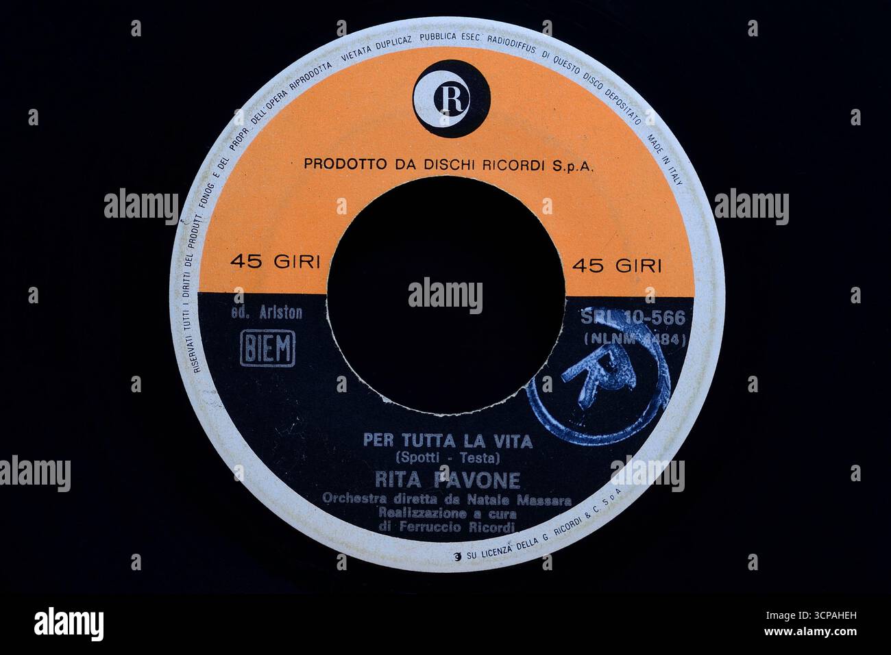 Vinyl Singles 7″, Rita Pavone, Per Tutta La Vita, Ariston Records, 1969 Stockfoto
