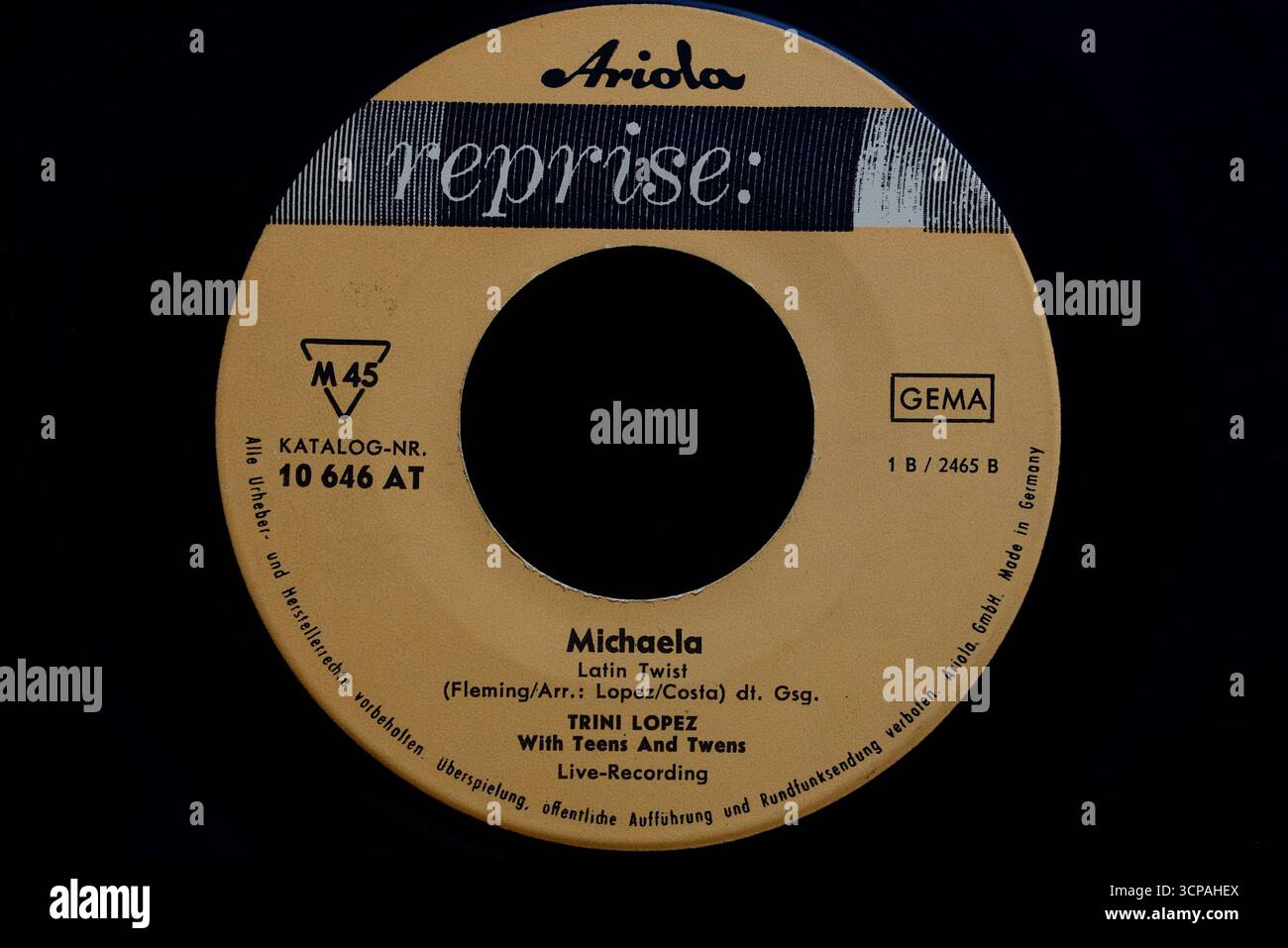 Vinyl Singles 7″, Trini Lopez, Michaela, Reprise Records, 1963 Stockfoto