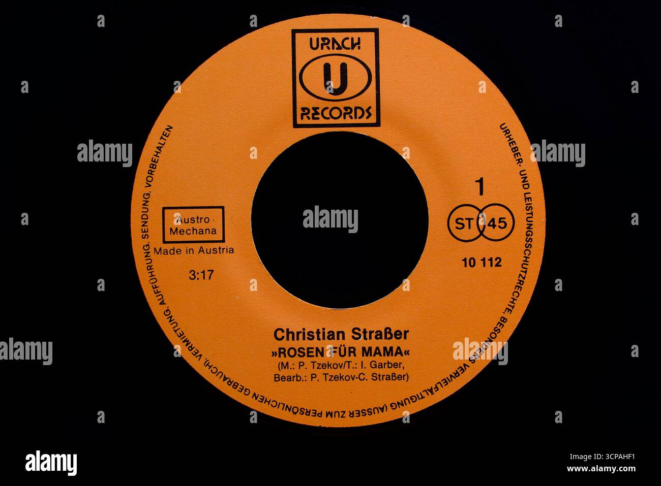 Vinyl Singles 7″, Christian Straßer, Roses for Mama, Urach Records Stockfoto
