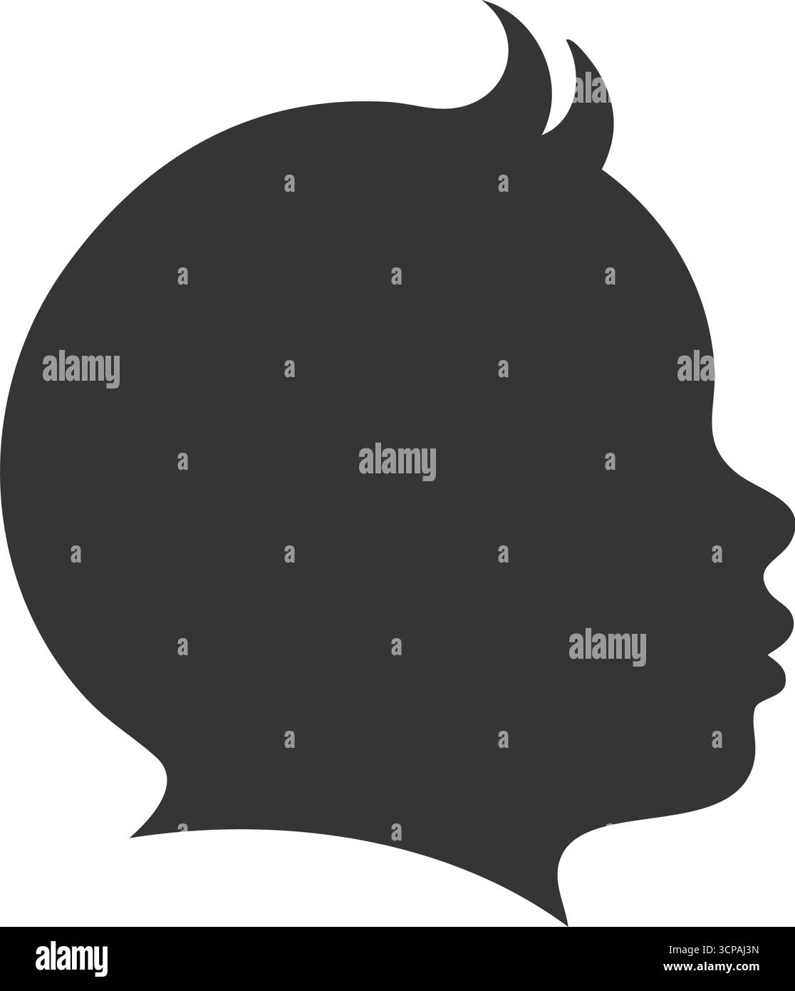 Silhouette Des Babykopfprofils. Minimalistische Kontur für Kleinkinder in vielseitiger Grafik. Ideal für Designs, die frühkindliche, elterliche oder neue Produkte hervorheben Stock Vektor