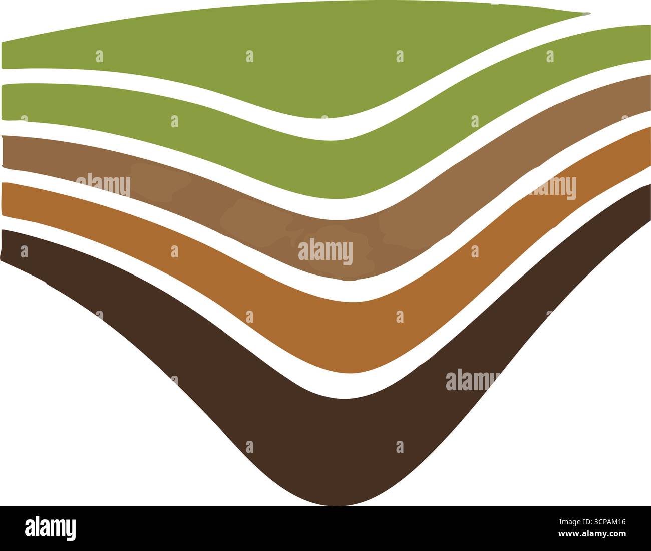 Erdschichtprofil. Stilisierte Darstellung unterschiedlicher geologischer Schichten. Diese Abbildung stellt die Grundlagen der Natur, die Wachstumszyklen und die Umgebung dar Stock Vektor