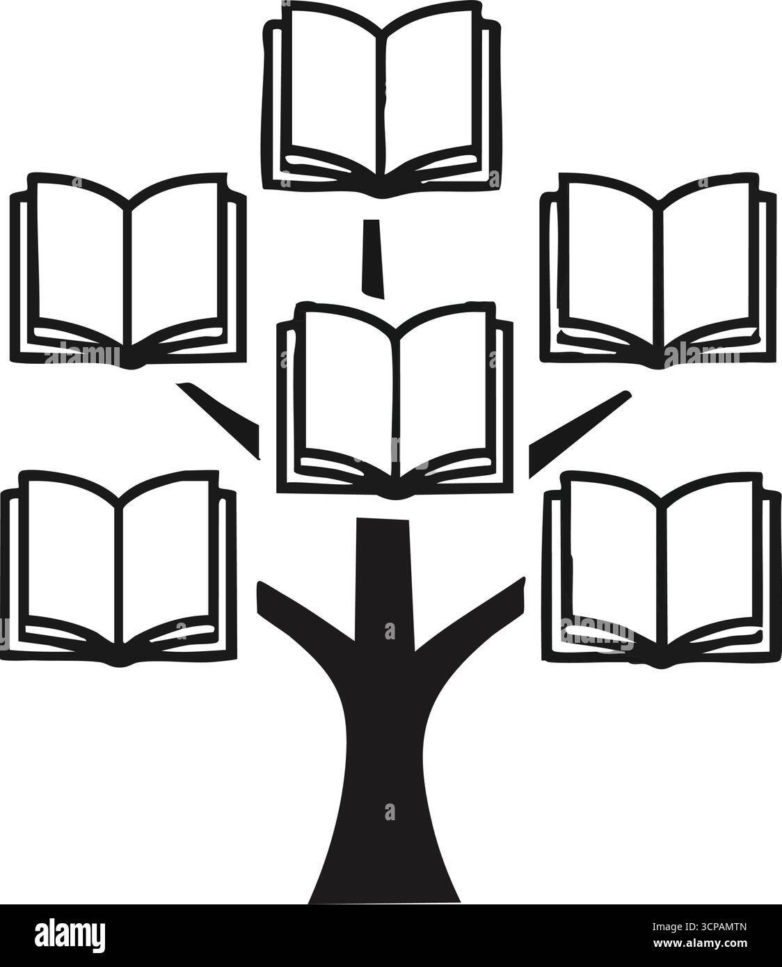 Knowledge Tree-Symbol. Eine visuelle Darstellung von intellektuellem Wachstum und akademischer Entwicklung. Dieses Emblem steht für Bildung, Lernen und Weisheit Stock Vektor