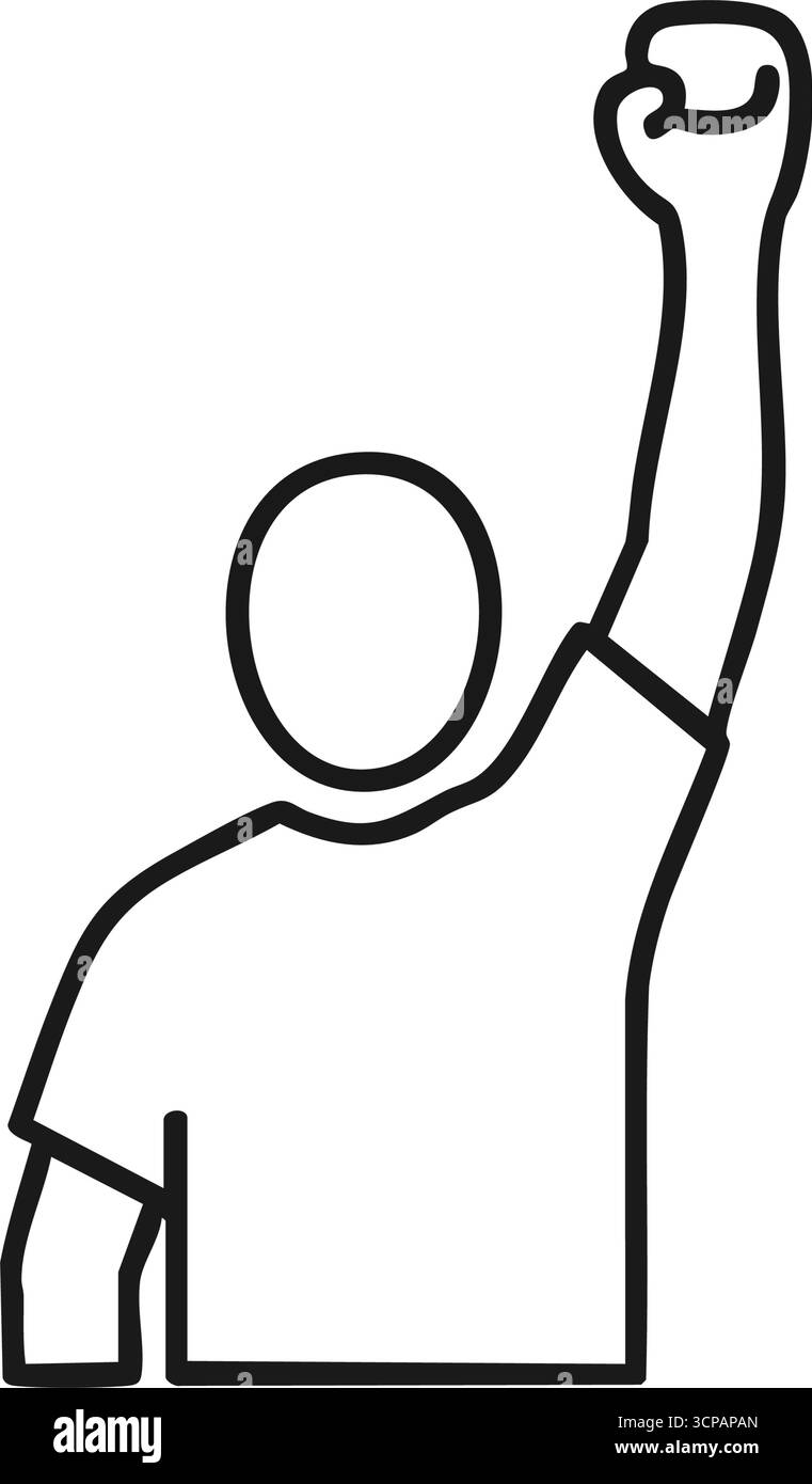 Defiant – Symbol Für Erhöhte Faust. Diese ikonische Geste ist ein mächtiges Symbol der Einheit und des Widerstands der Bevölkerung und vermittelt Stärke, Revolution und Menschenrechtspolitik Stock Vektor