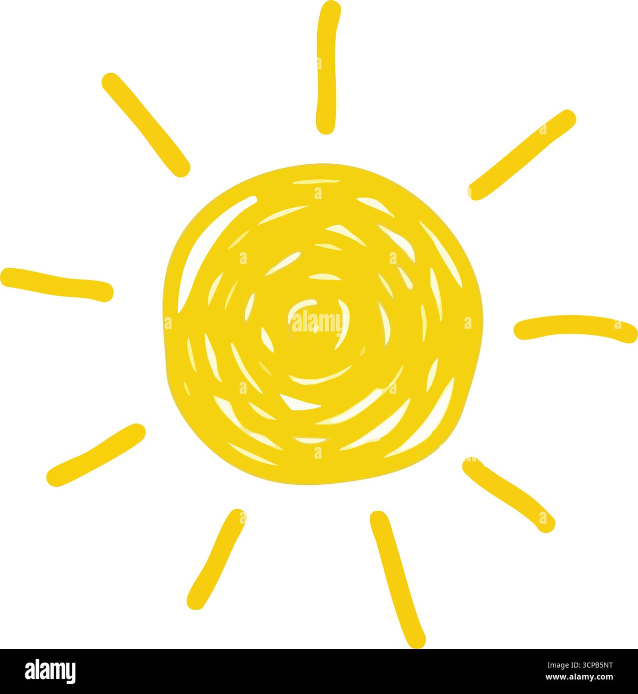 Leuchtend Gelbe Sonnendudel. Einfaches, fröhliches Kunstwerk einer lebendigen goldenen Kugel vor dunklem Hintergrund. Weckt Freude und Wärme, perfekt für Kinder Stock Vektor