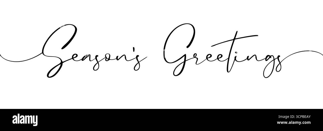 Season's Greetings Ink Pinsel Schriftzug. Moderne Kalligraphie für Happy New Year oder frohe Weihnachten Poster. Vektorillustration, kreatives Design Stock Vektor