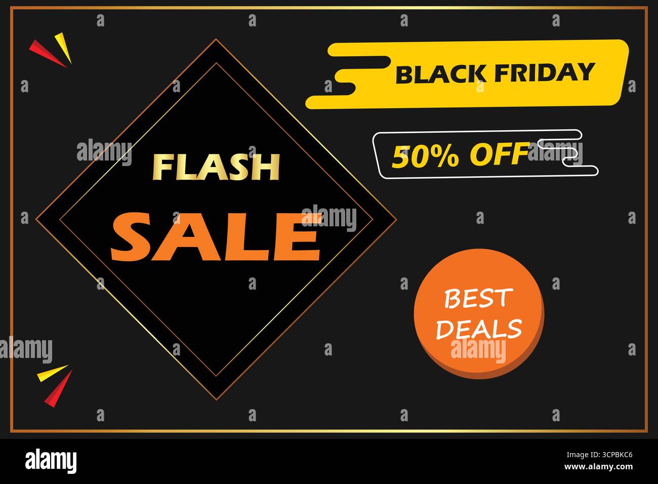 Black Friday Flash-Werbebanner – Auffällige Typografie Und Rabatte Stock Vektor
