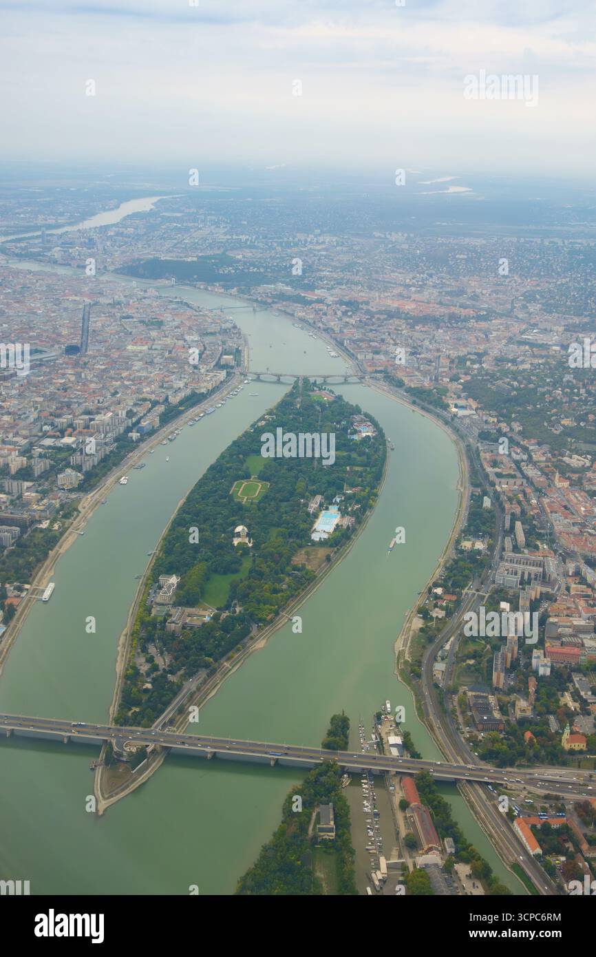 Margareteninsel, Margit sziget, mitten in der Donau, Budapest, Ungarn. Stockfoto