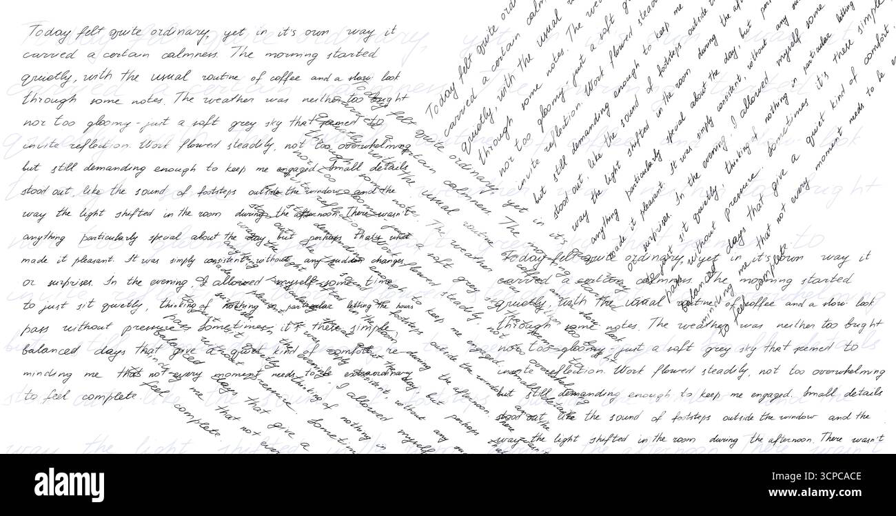 Kursives handgeschriebenes Essayblatt gefüllt mit unordentlichen Scribbles Vintage Antikschrift dekorative Tinte Handschrift unleserlich und unleserlich Unsinn Stock Vektor