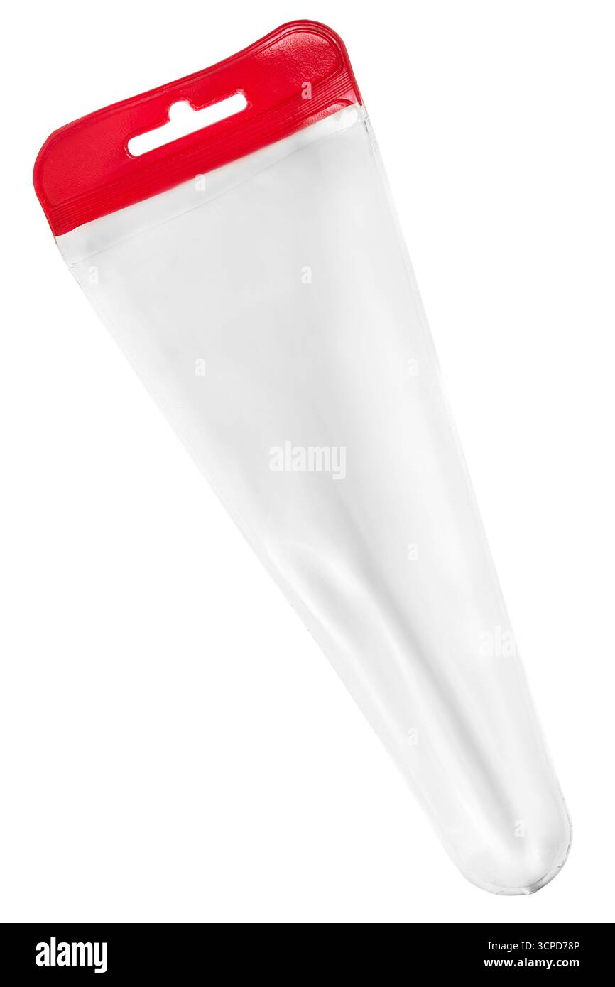 Leere transparente Kunststoffschere isoliert auf weißem Hintergrund Stockfoto