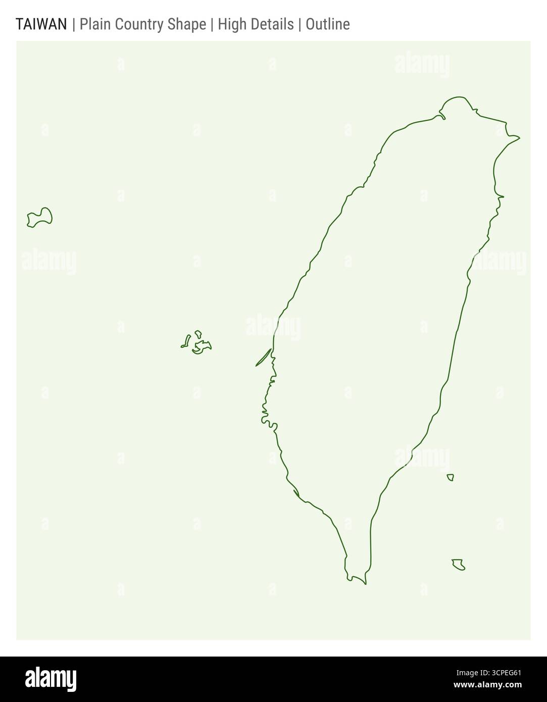 Taiwan einfache Landkarte. Hohe Details. Umrissstil. Die Form Taiwans. Vektorabbildung. Stock Vektor