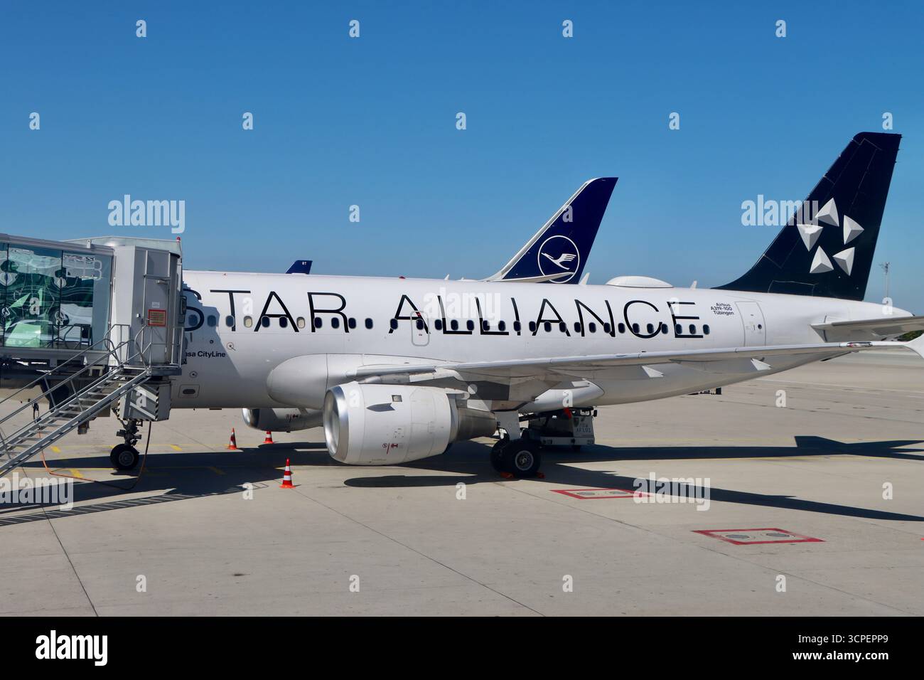 Flugzeuge am Flughafen München, August 2025 Stockfoto