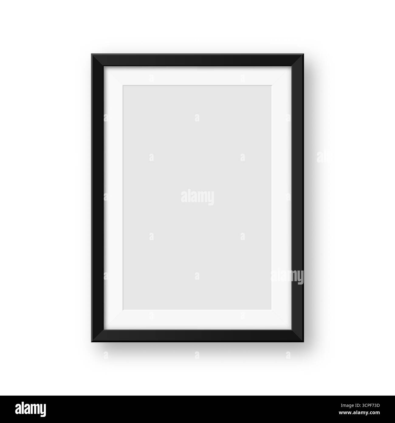 Realistische Sammlung von leeren schwarzen Bilderrahmen. Modernes Postermockup für Kunstwerke, Fotografien oder Werbung. Perfekt für Kunstgalerien und Innenräume Stock Vektor