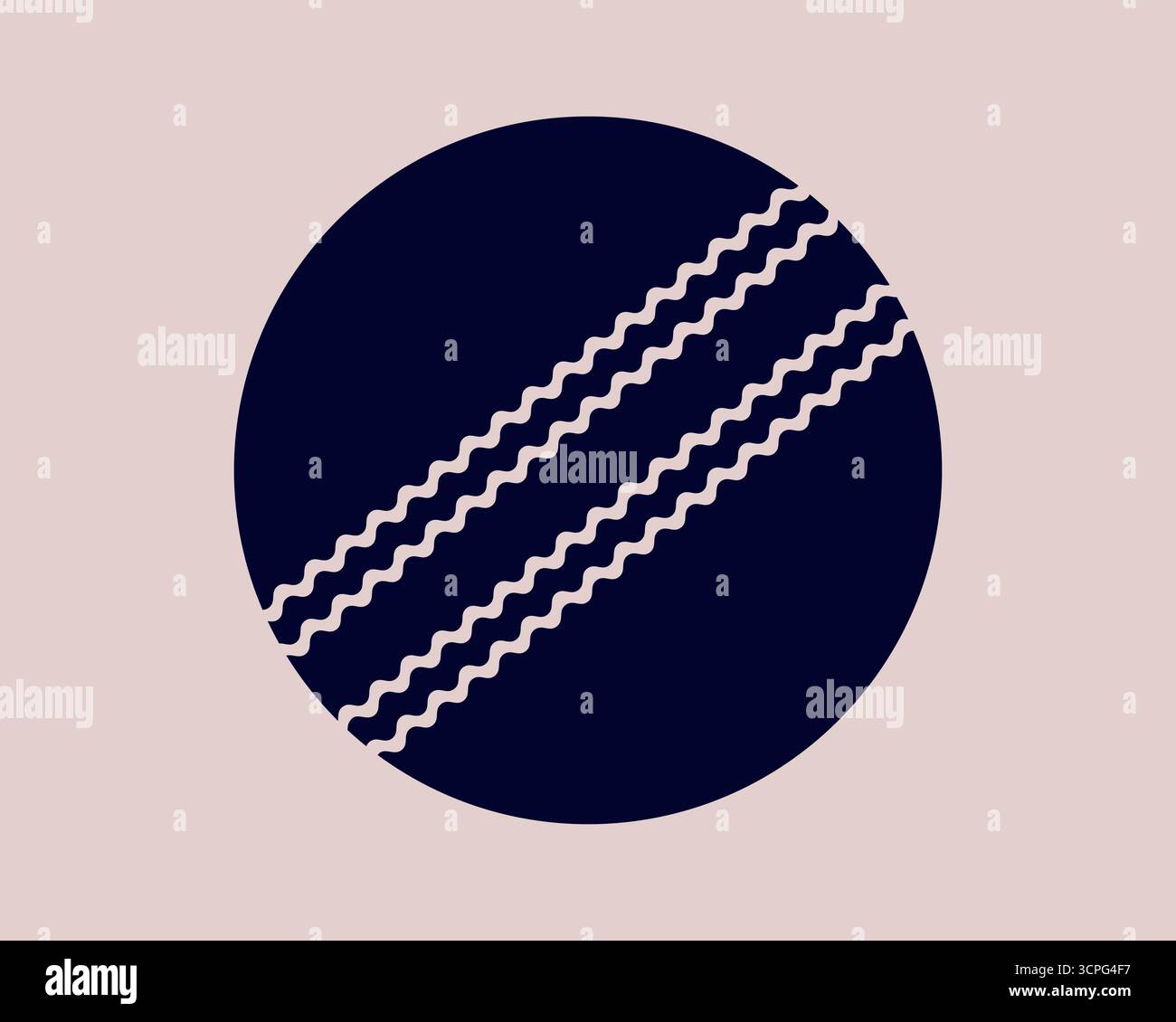 Schwarze Cricketball-Ikone mit Wellennaht und Symbol für Sportausrüstung Stock Vektor