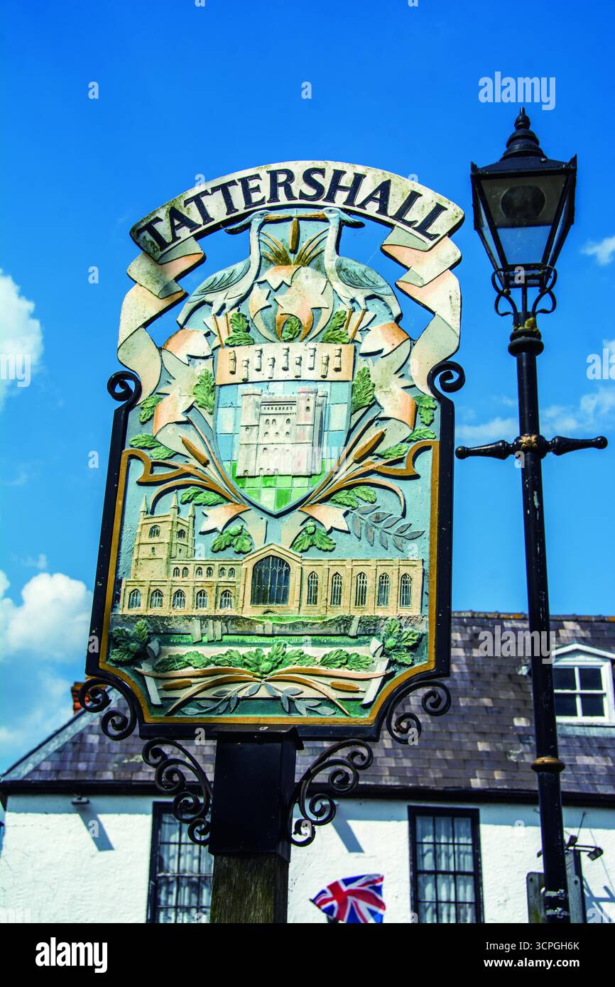 Schild Tattershall Village Stockfoto