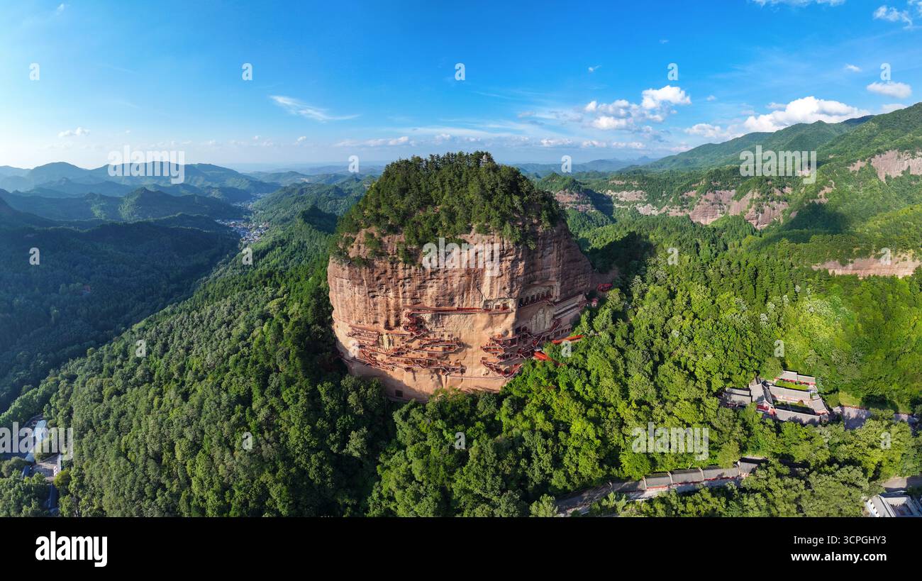 Maijishan Grottoes, ein Weltkulturerbe in Tianshui, Provinz Gansu Stockfoto