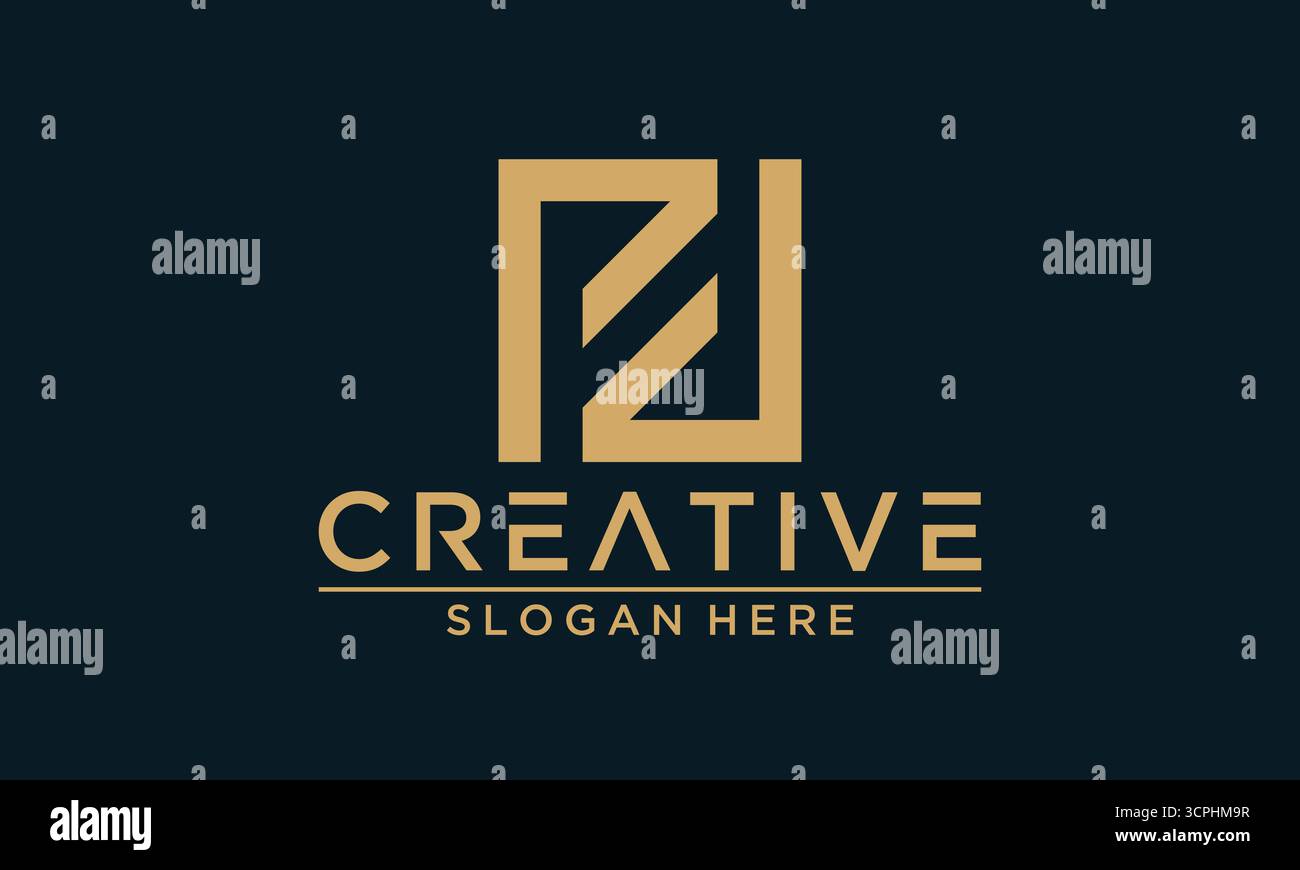 Buchstaben P und P Logo Design Vektor Gold auf marineblauem Hintergrund Stock Vektor