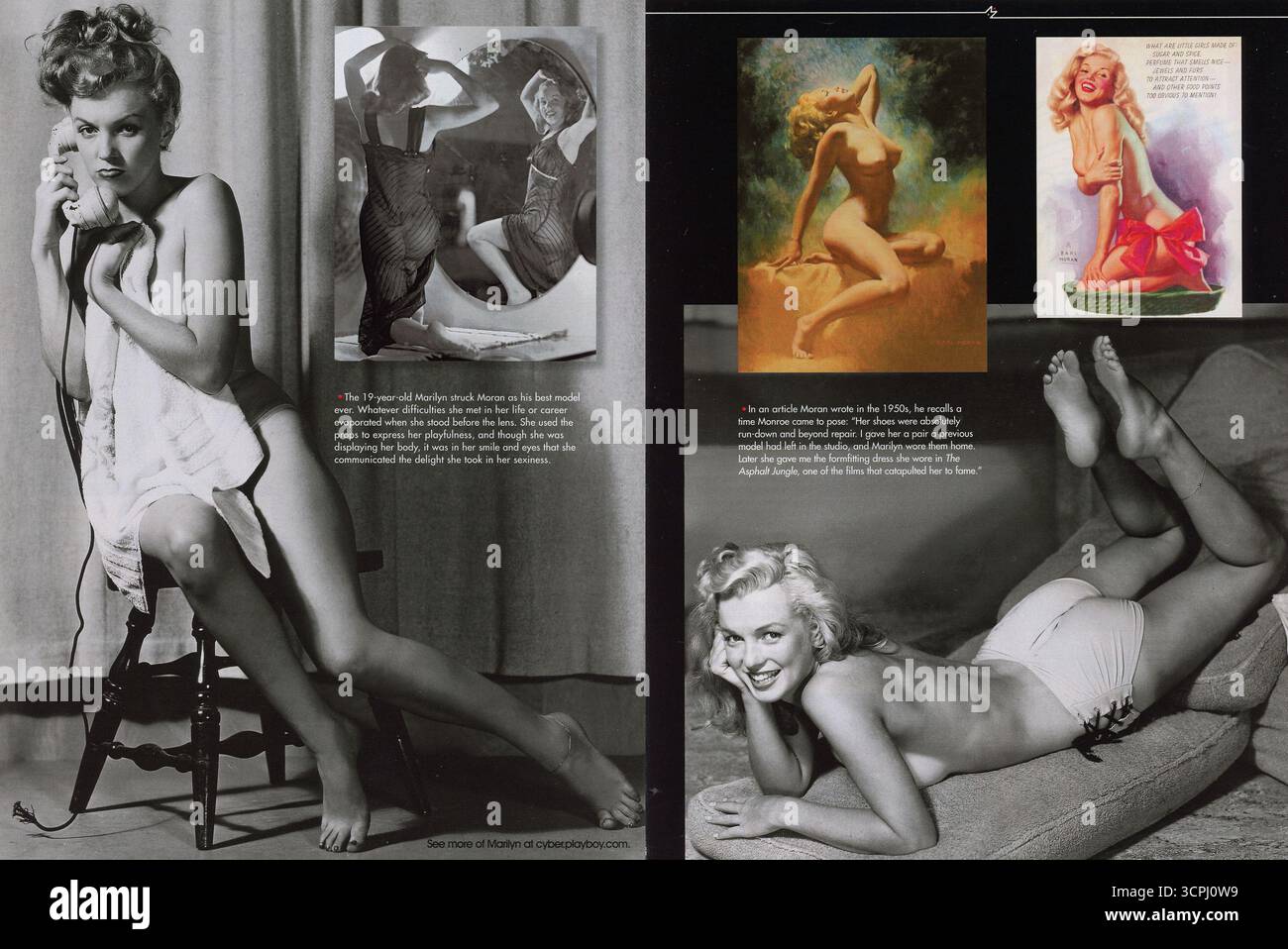 Das Playboy-Magazin zeigt den Pinup-Künstler Moran und sein junges Model Marilyn Monroe, 19 46–19 50, USA Stockfoto