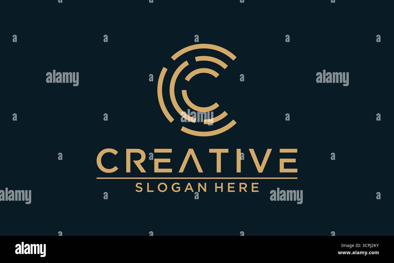 Creative Letter C Logo Design Vektor mit kurzen Linien Stock Vektor