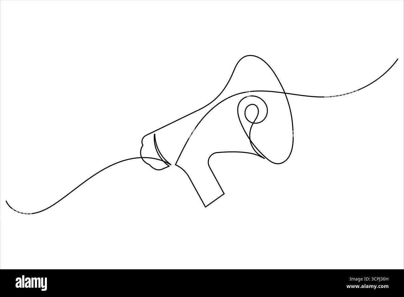 Megaphon durchgehende einzeilige Kunstzeichnung Kommunikation Lautsprecher Vektor Illustration Stock Vektor