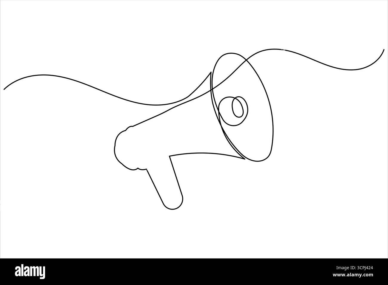 Megaphon durchgehende einzeilige Kunstzeichnung Kommunikation Lautsprecher Vektor Illustration Stock Vektor