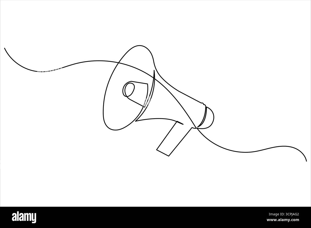 Megaphon durchgehende einzeilige Kunstzeichnung Kommunikation Lautsprecher Vektor Illustration Stock Vektor