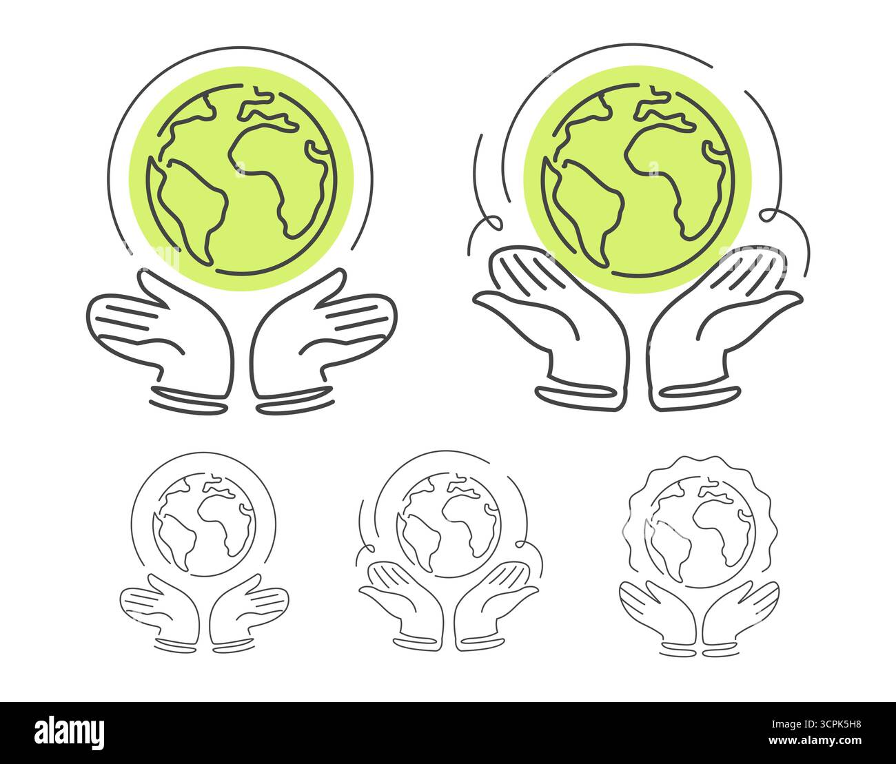Menschliche Hände halten den Planeten Erde, Symbol. Umweltschutz, Welt retten, Nachhaltigkeit, umweltfreundliches Symbol Stock Vektor