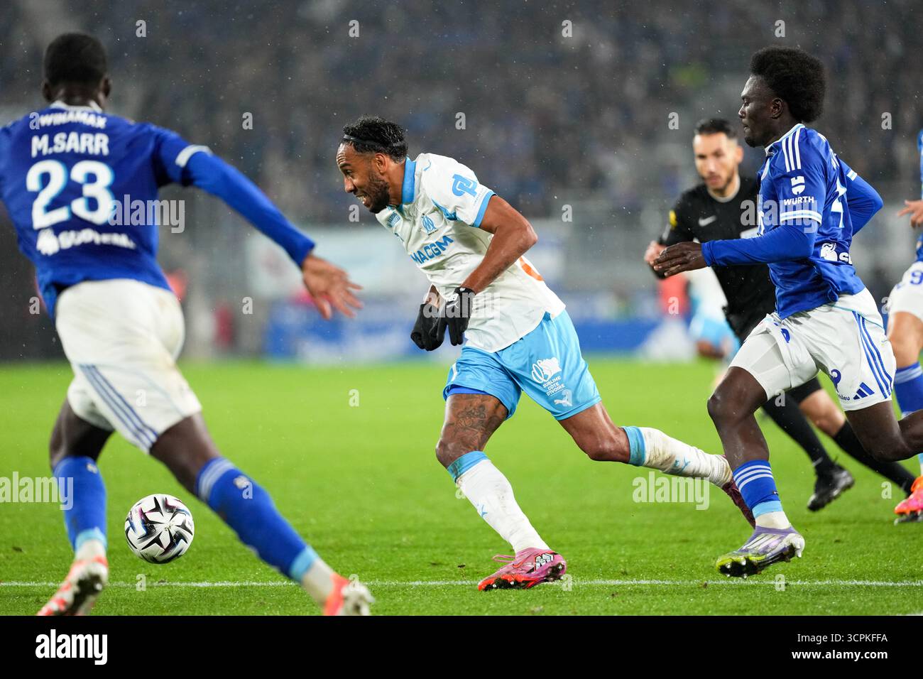 97 Pierre-Emerick AUBAMEYANG (om) während des Ligue-1-Spiels zwischen Straßburg und Marseille im Stade de la Meinau am 26. September 2025 in Straßburg, Frankreich. (Foto: Dave Winter/FEP/Icon Sport) Stockfoto
