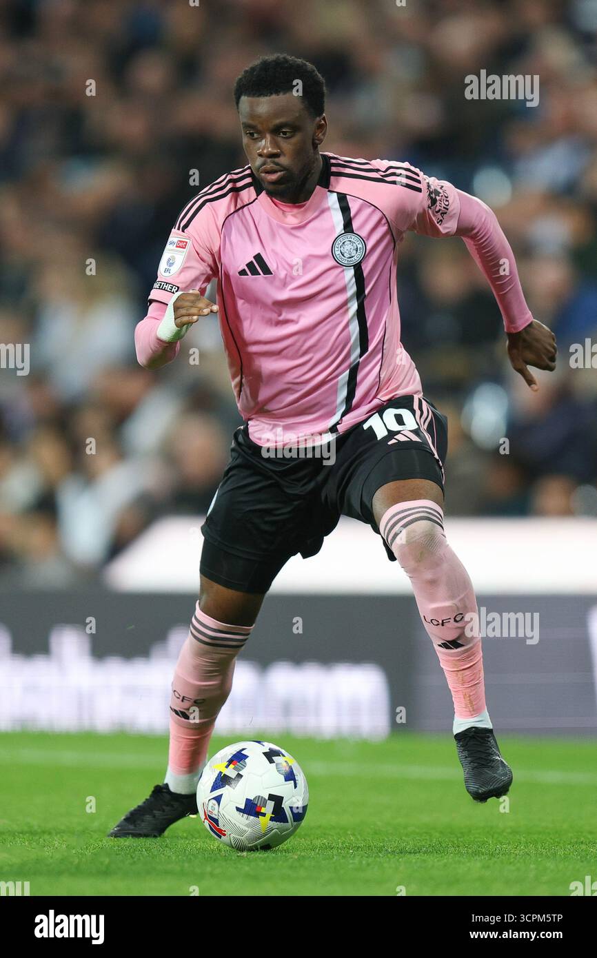 West Bromwich, Großbritannien. September 2025. Stephy Mavididi aus Leicester City während des West Bromwich Albion vs Leicester City Sky Bet Championship Matches bei den Hawthorns, West Bromwich. Der Bildnachweis sollte lauten: James Baylis/Sportimage Credit: Sportimage Ltd/Alamy Live News Stockfoto