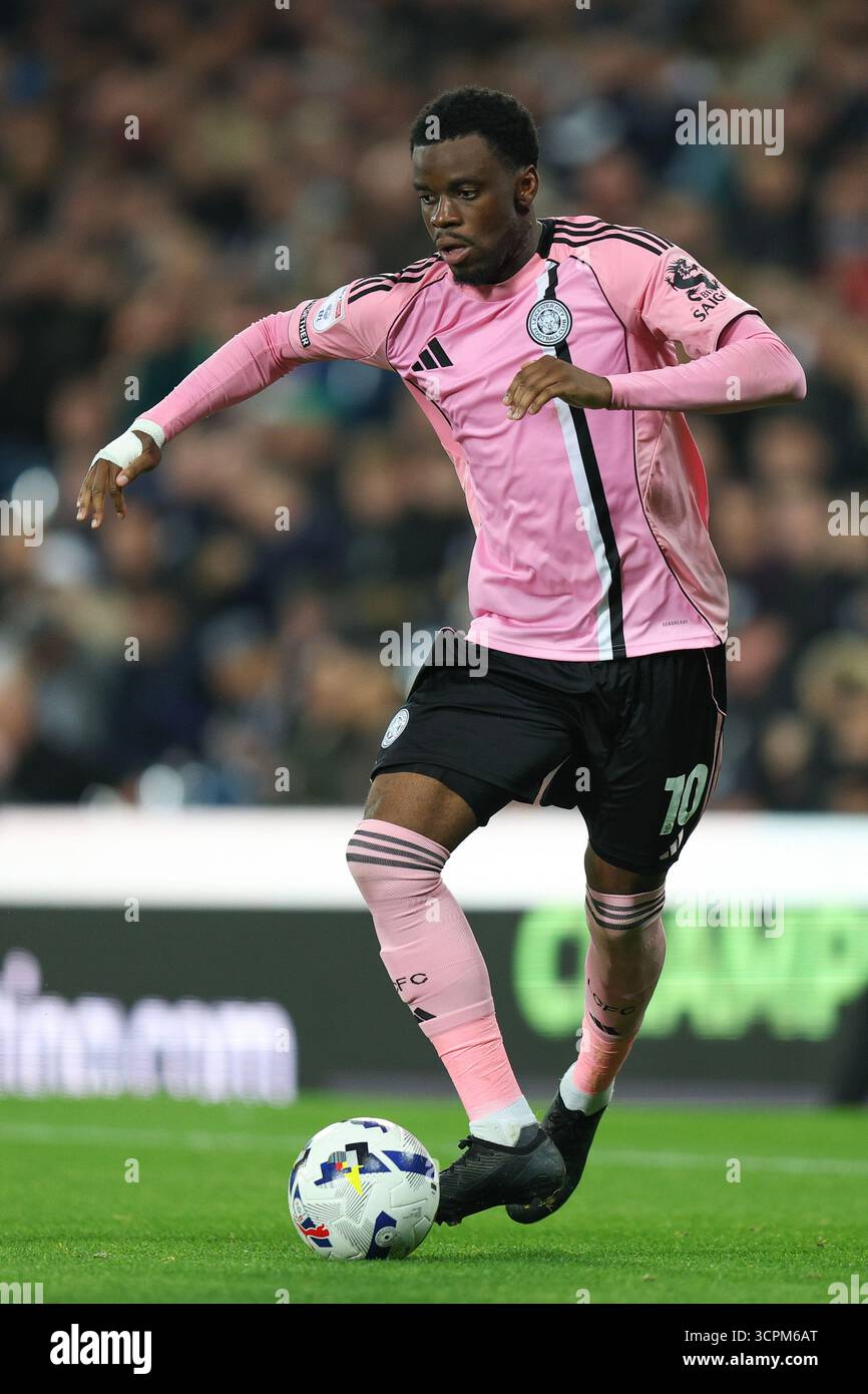 West Bromwich, Großbritannien. September 2025. Stephy Mavididi aus Leicester City während des West Bromwich Albion vs Leicester City Sky Bet Championship Matches bei den Hawthorns, West Bromwich. Der Bildnachweis sollte lauten: James Baylis/Sportimage Credit: Sportimage Ltd/Alamy Live News Stockfoto