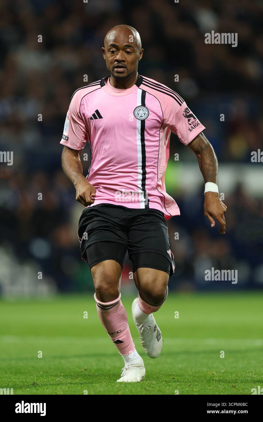 West Bromwich, Großbritannien. September 2025. Jordan Ayew aus Leicester City während des Spiels West Bromwich Albion vs Leicester City Sky Bet Championship bei den Hawthorns, West Bromwich. Der Bildnachweis sollte lauten: James Baylis/Sportimage Credit: Sportimage Ltd/Alamy Live News Stockfoto