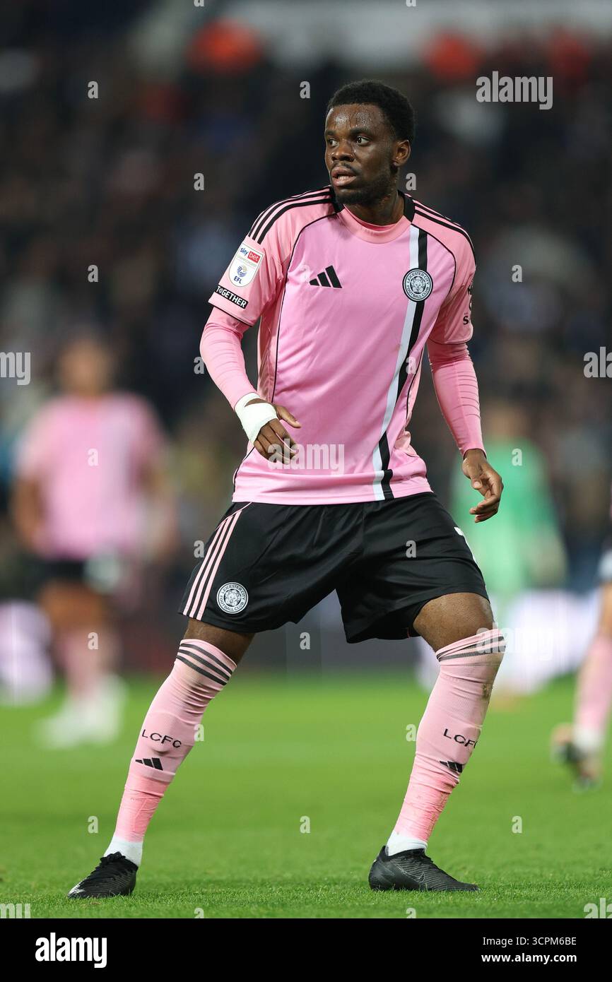 West Bromwich, Großbritannien. September 2025. Stephy Mavididi aus Leicester City während des West Bromwich Albion vs Leicester City Sky Bet Championship Matches bei den Hawthorns, West Bromwich. Der Bildnachweis sollte lauten: James Baylis/Sportimage Credit: Sportimage Ltd/Alamy Live News Stockfoto