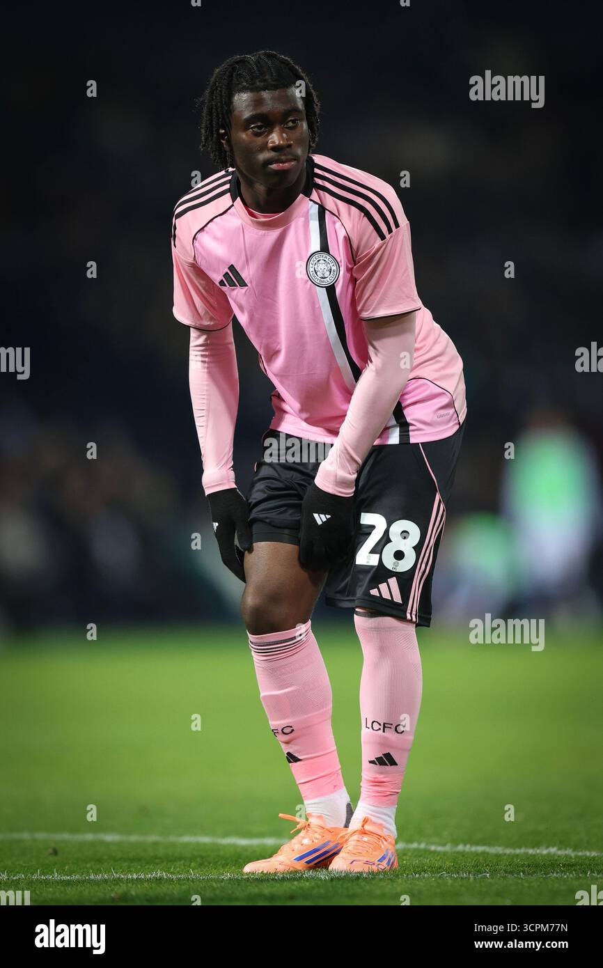 West Bromwich, Großbritannien. September 2025. Jeremy Monga von Leicester City während des West Bromwich Albion vs Leicester City Sky Bet Championship Matches in den Hawthorns, West Bromwich. Der Bildnachweis sollte lauten: James Baylis/Sportimage Credit: Sportimage Ltd/Alamy Live News Stockfoto