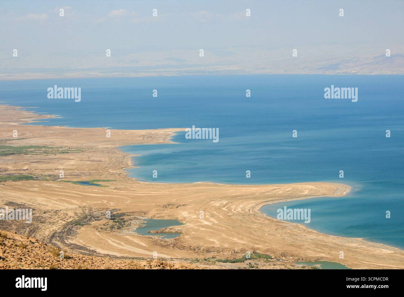 Salzformationen aus dem Toten Meer am Bright Shore – Wüste trifft auf Wasser Stockfoto