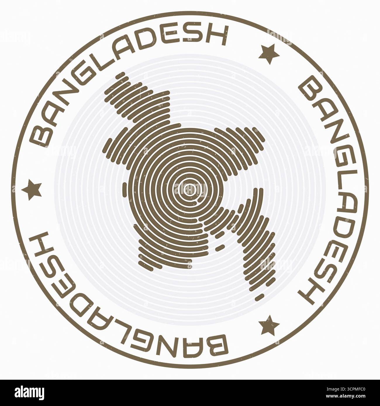 Bangladesch Karte mit rundem Titel. Ländliche Ringe. Text in Bangladesch um die Landesgrenze. Wunderschöne Vektorillustration. Stock Vektor Bangladesch Karte mit rundem Titel. Ländliche Ringe. Text in Bangladesch um die Landesgrenze. Wunderschöne Vektorillustration. Stock Vektor