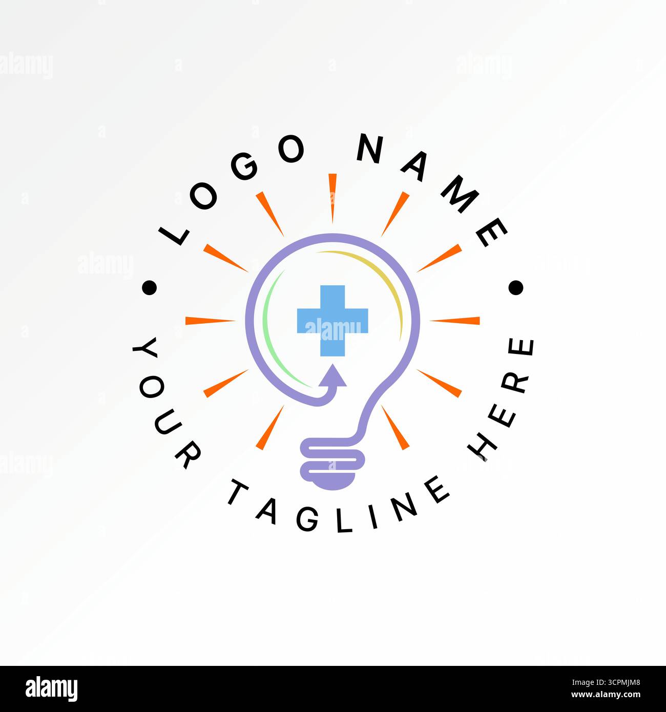 Logo Design Grafik Konzept kreatives Premium Vektor Stock Bild Top Sell Glühlampe Leuchtlinie mit Pfeil nach oben und plus Gesundheit Smart Gehirn Fortschritt Strategie Stock Vektor