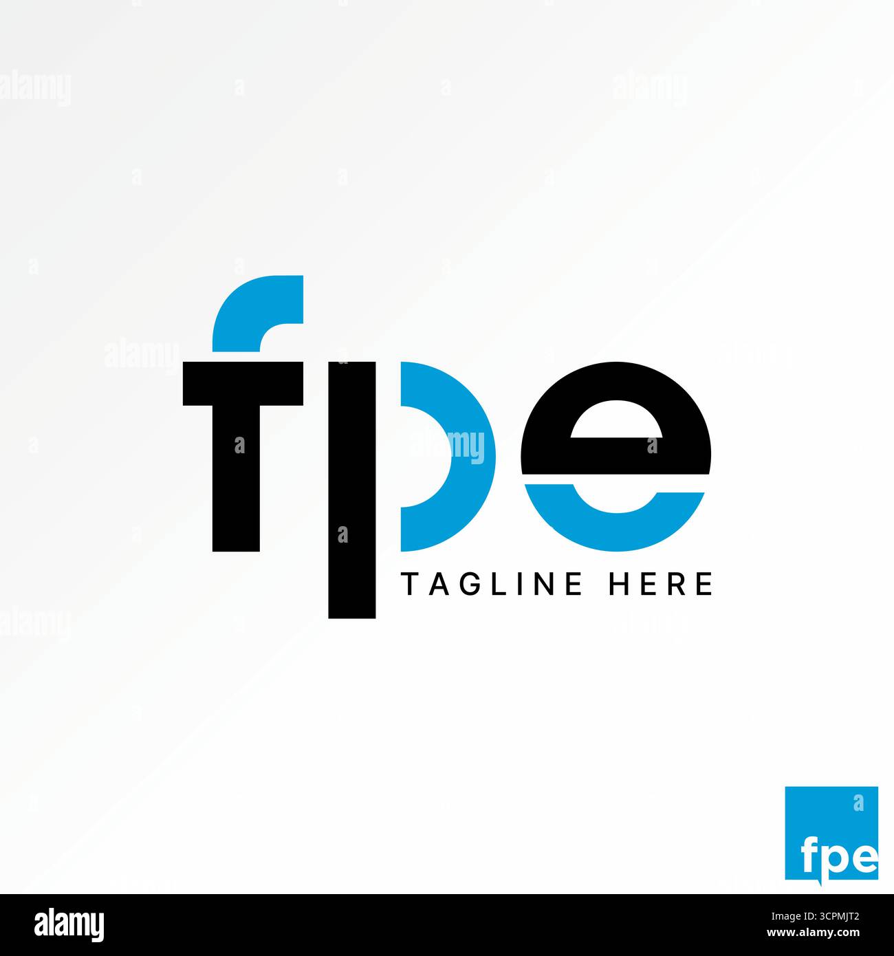 Logo Design Grafik Konzept kreatives Premium Vektor Stock Bild Top Verkauf Letter FPE Schriftart mit einfachen Schnitt Monogramm Typografie Stil Marke futuristisch Stock Vektor