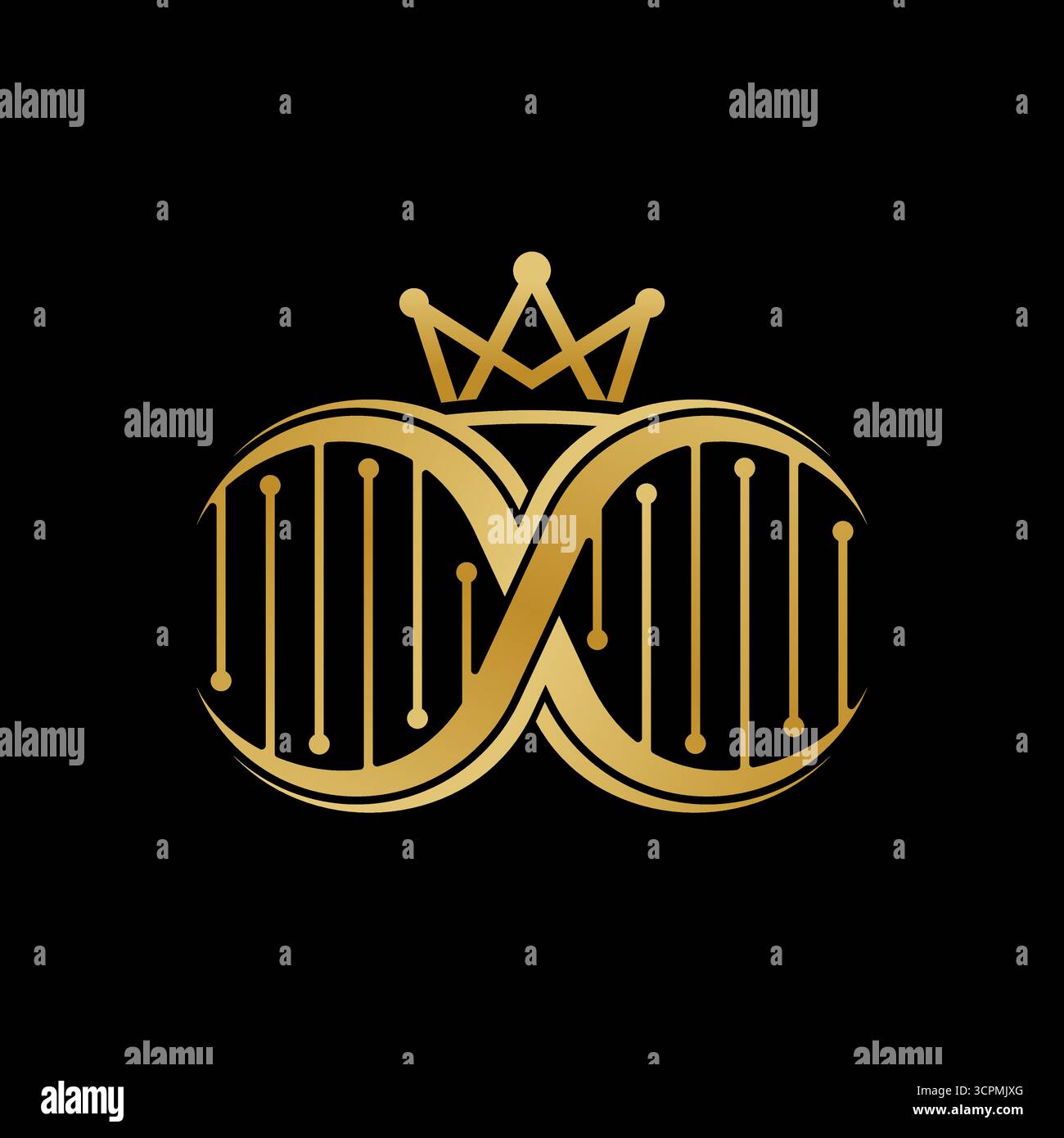 Logo Design Grafik Konzept kreative Premium Vektor Stock Bild Top Sell Linie Infinity DNA Top Krone Gesundheit generische Wissenschaft Kette Helix Chemie Atom Stock Vektor