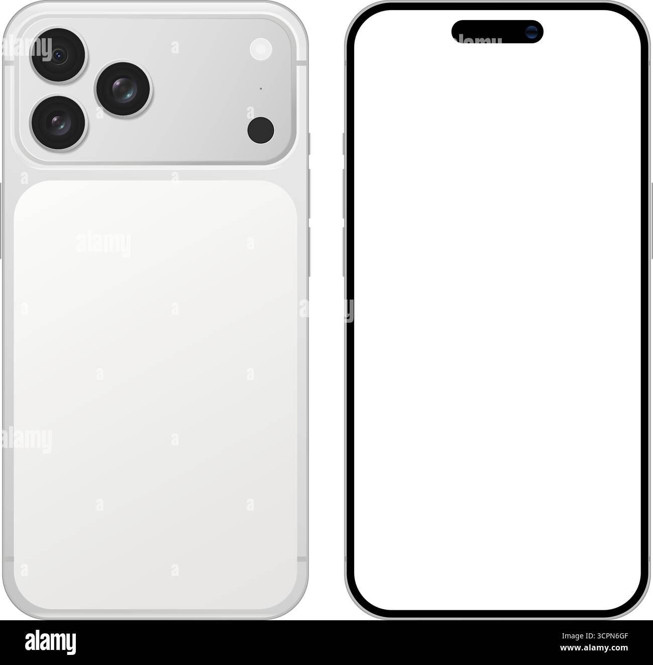 Graues Modell des Mobiltelefons mit leerem Display. Modernes Smartphone, Technologievorlage auf weißem Hintergrund, Vektorillustration Stock Vektor