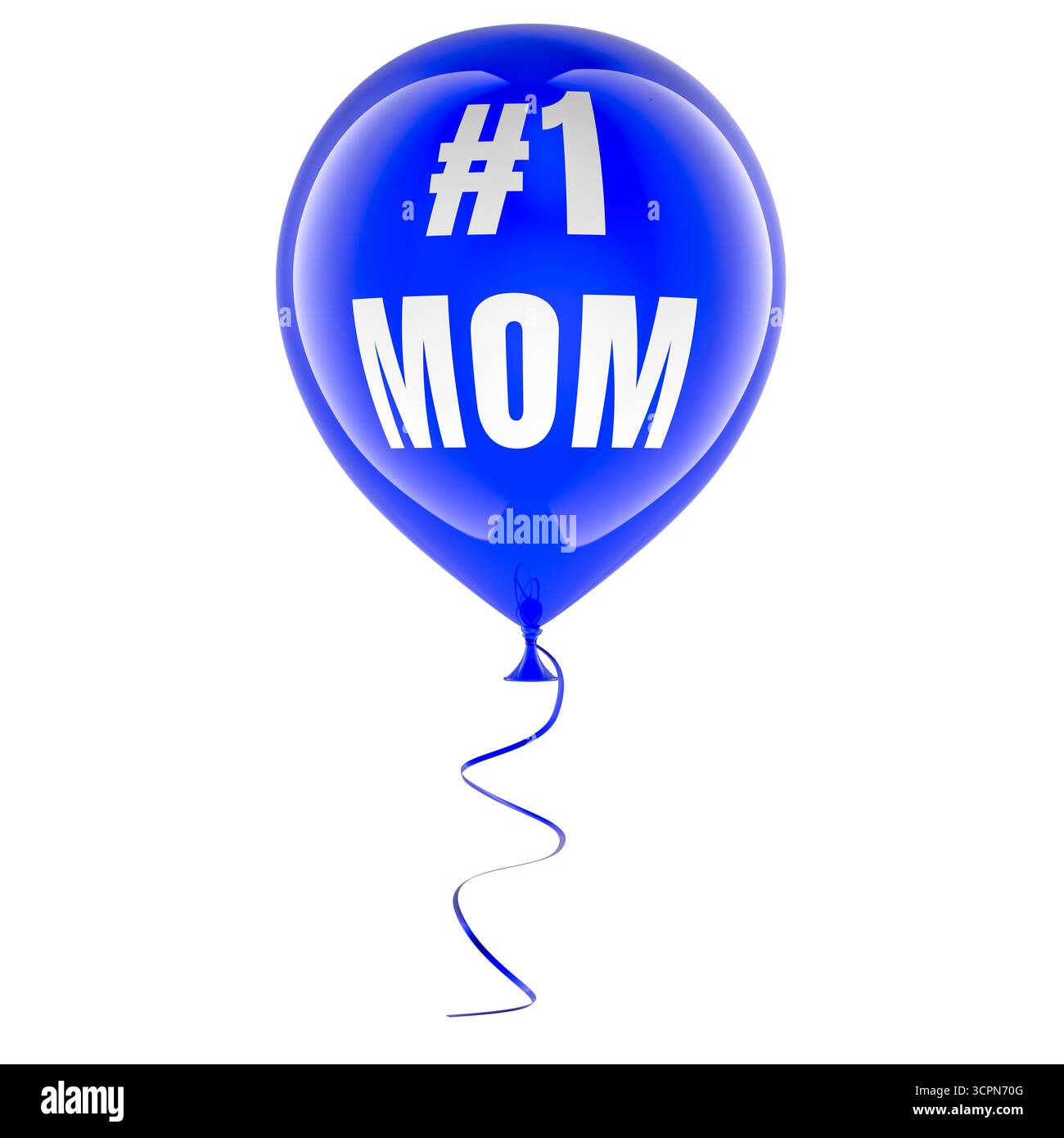 Mutter Nummer eins, blauer Ballon. 3D-Rendering isoliert auf weißem Hintergrund Stockfoto