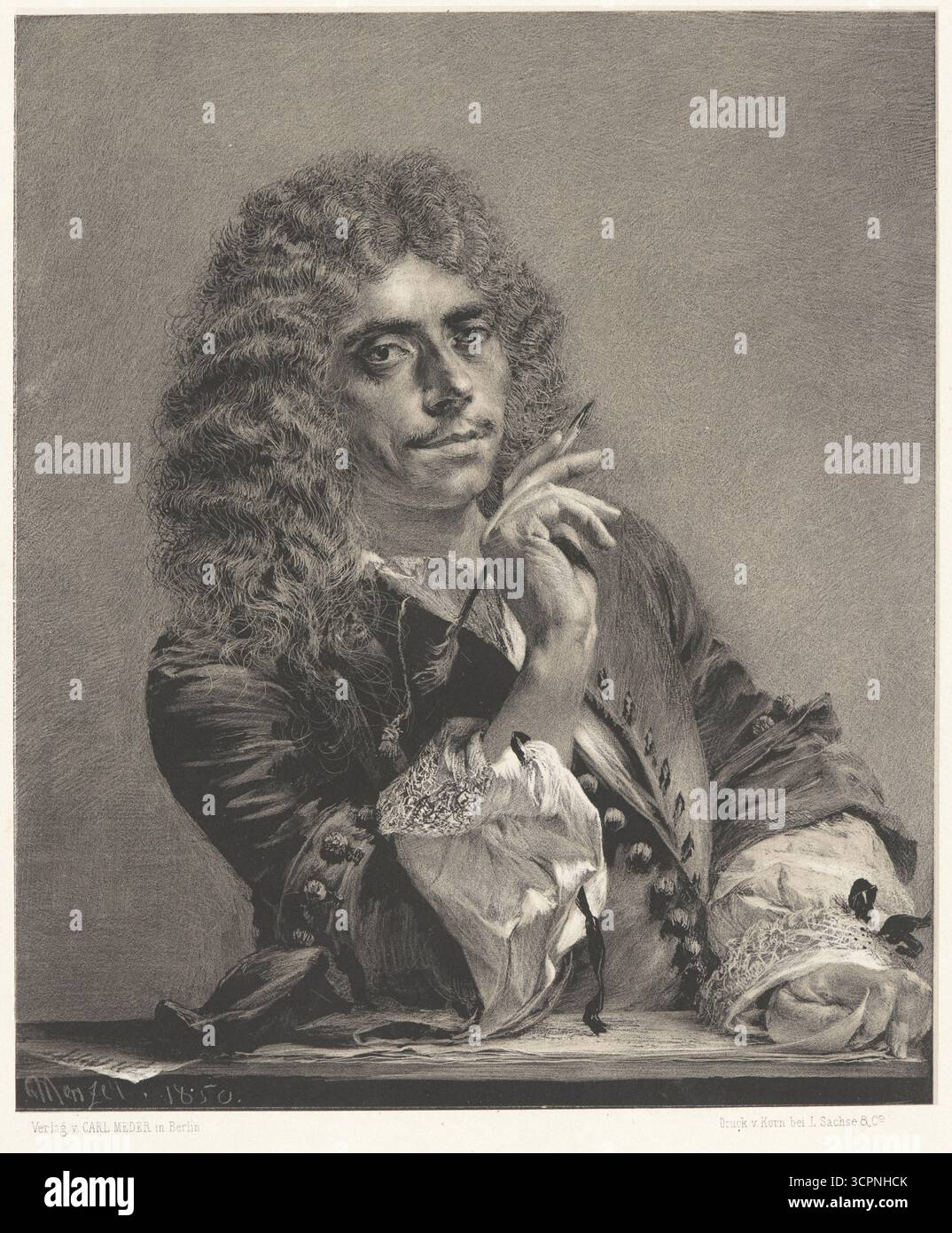 Porträt des Dichters Molière (1622-1673). Museum: PRIVATE SAMMLUNG. Autor: Menzel, Adolph Friedrich, von. Stockfoto