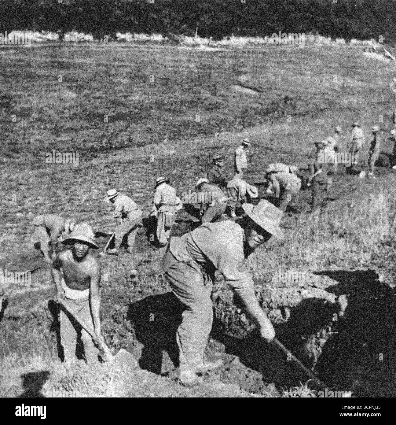 Chinesische Arbeiter des chinesischen Arbeitskorps graben Gräben in Europa. Museum: PRIVATE SAMMLUNG. Autor: ANONYM. Stockfoto