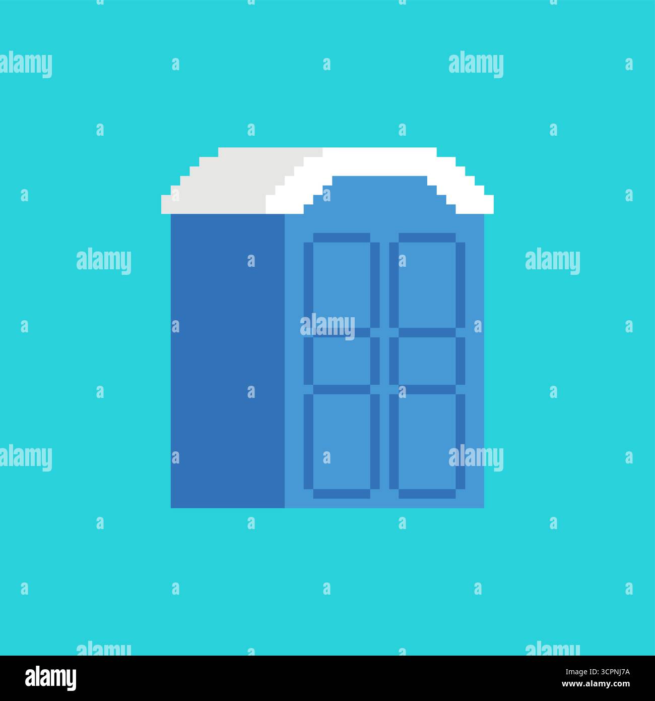 Tragbare Toilette mit Pixelart. Lustiges und Retro-Designelement. Perfekt für Spiele, 8-Bit-Projekte, Humor und skurrile visuelle Konzepte. Stock Vektor