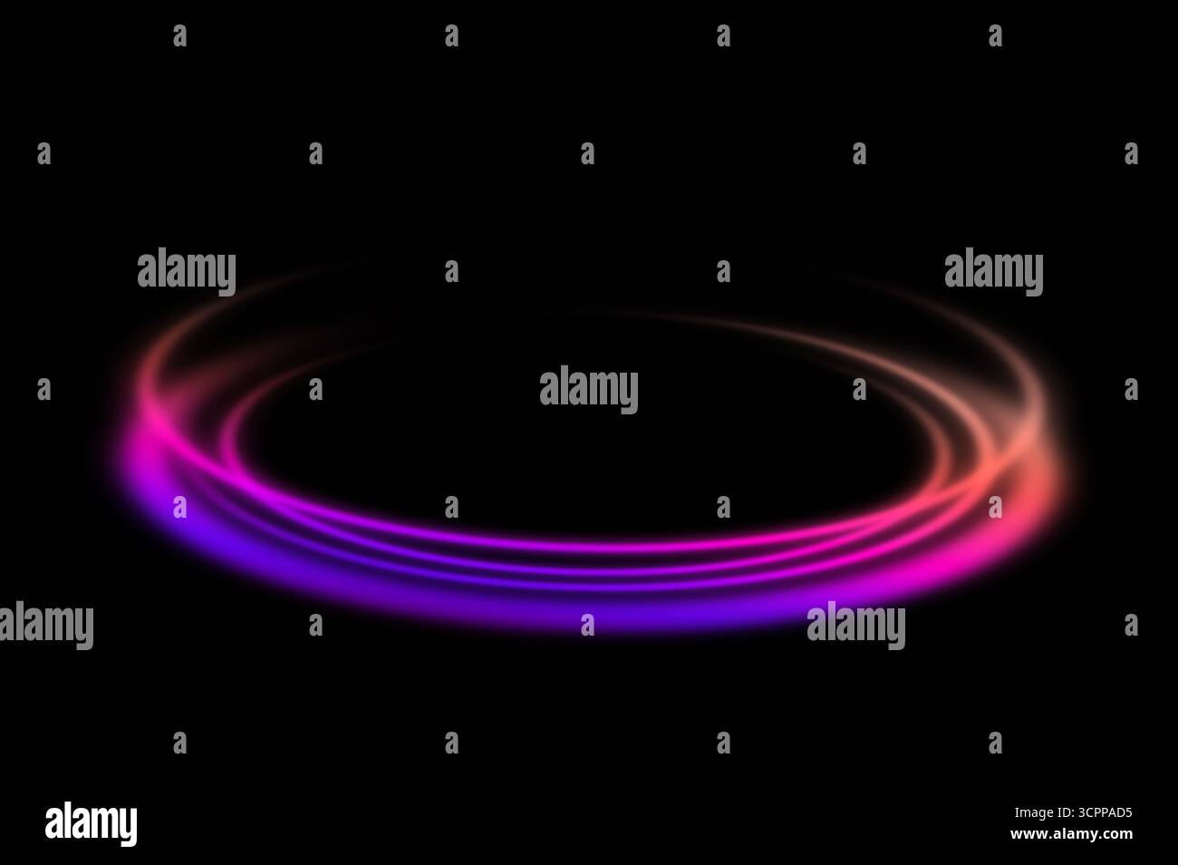 Bunte Neonlichtwellen auf schwarzem Hintergrund für abstraktes futuristisches Design Stockfoto
