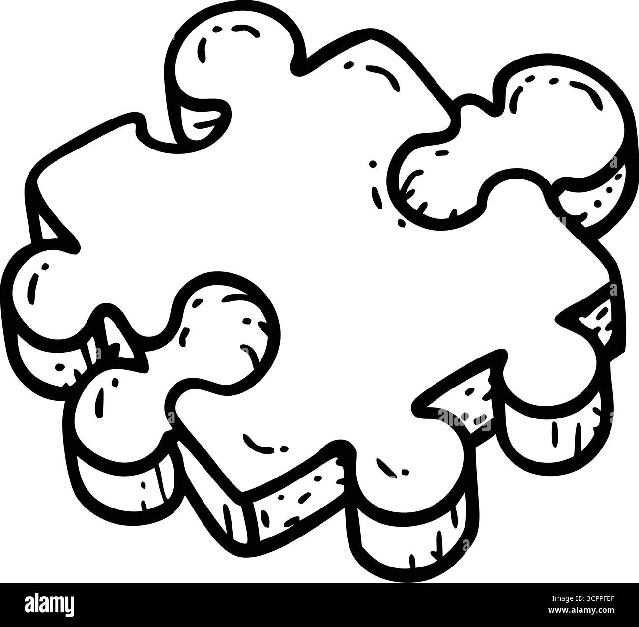 Einzelnes Puzzleteil Umrissillustration auf transparentem Hintergrund Stock Vektor