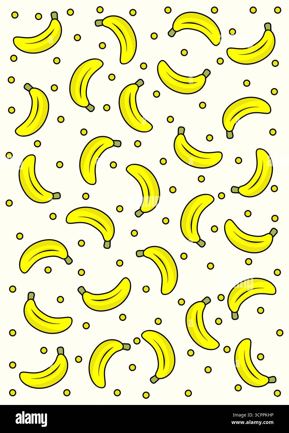 Frisches Gelbes Bananenmuster. Nahtloses Design mit süßen und tropischen Früchten Stock Vektor